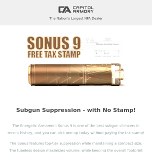 FREE Tax Stamp on Energetic Armament