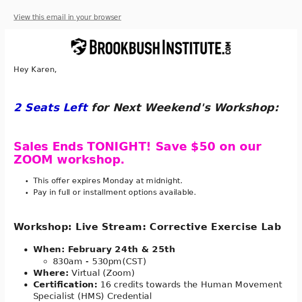 2 seats left for next weekend's workshop!