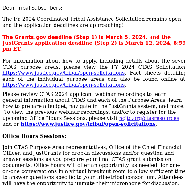 Reminder: FY 2024 CTAS is Open and Application Deadlines are approaching!