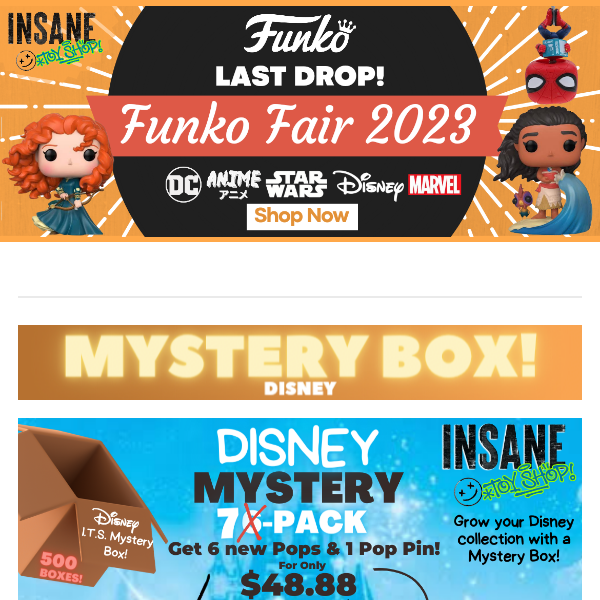 🔥Funko Fair Final Drop + New Disney Mystery Box + over 150 vaulted pops were just added!🔥