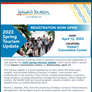 Registration Now Open for HTA's Spring Tourism Update on April 12