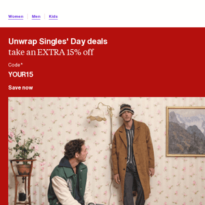 Singles' Day Deals with 15% off