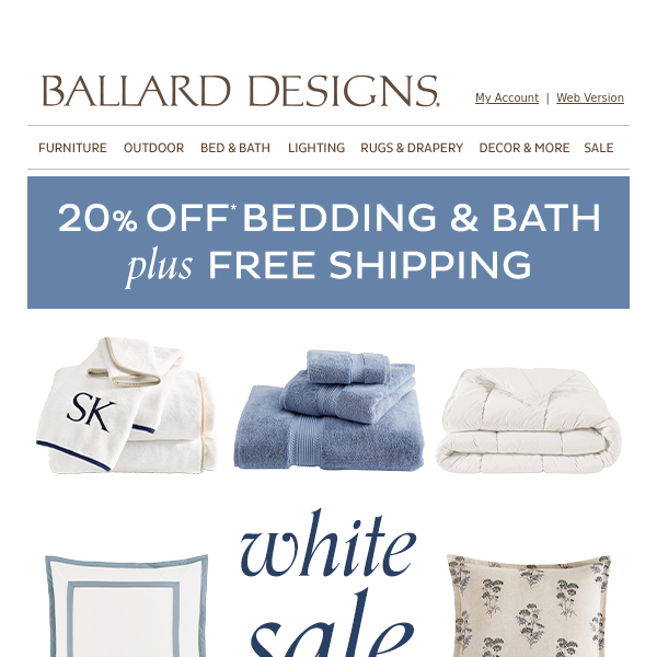 Don't forget! 20% off + free shipping on bed & bath