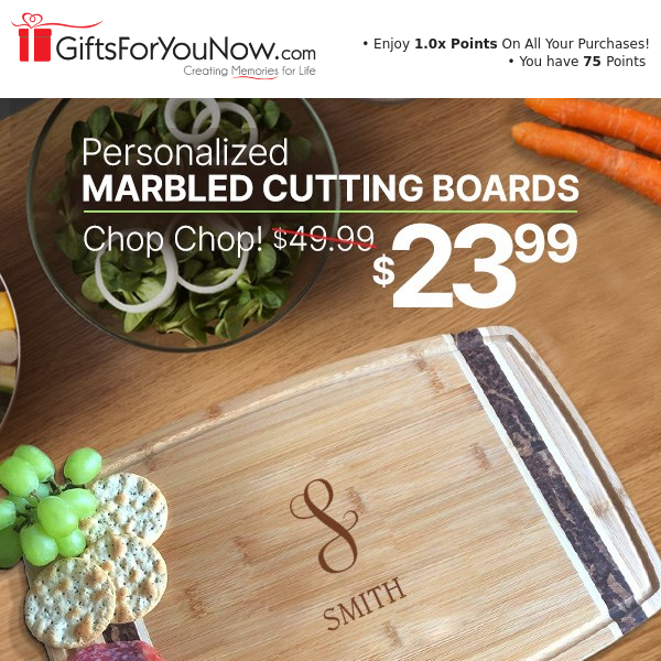 Price Drop! $23.99 Personalized Marbled Cutting Boards