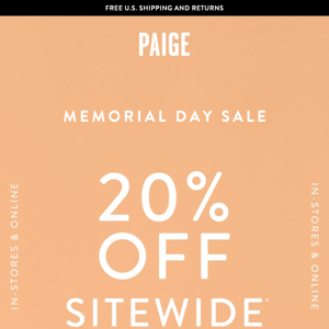 20% OFF STARTS NOW