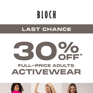 Last Chance to Shop 30% off Activewear