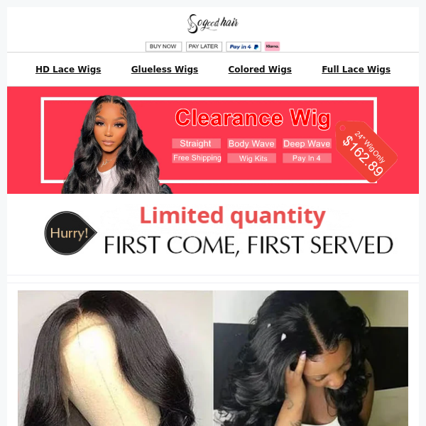 Alert:50% Off Clearance Wig is almost sold out!