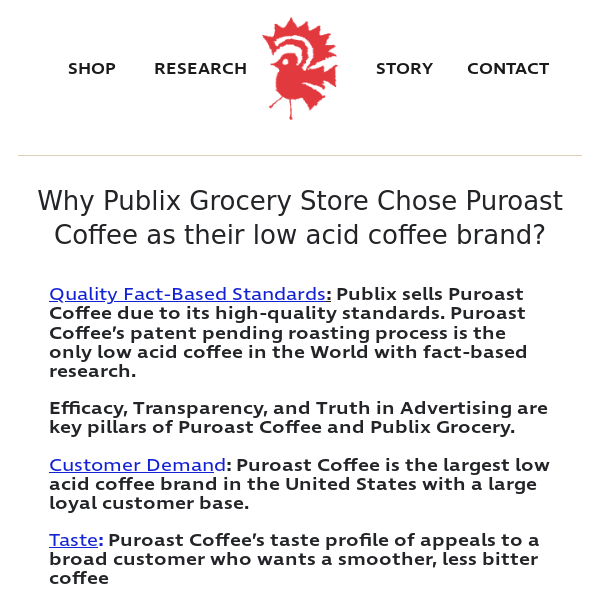 Why Pubilx Grocery Chose Puroast Coffee as their Low Acid Coffee Brand