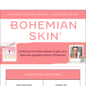 Bohemian Skin: Don't miss shipping cut-off for Christmas! 💖