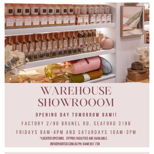 You Heard Right! Our Warehouse Showroom Opens Tomorrow😱