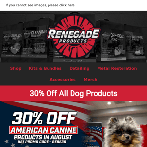 Red, White & Clean. 30% off All Dog Products