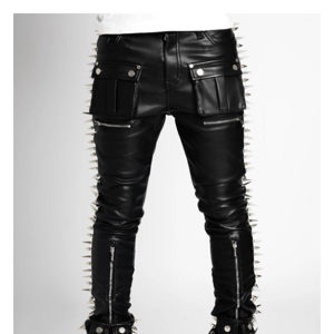 Leather spikes pant available online!