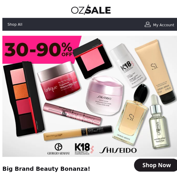 🤪 30-90% Off Beauty Bonanza SALE