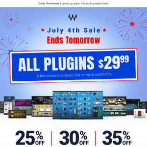 July 4th Sale ⚡️ All Plugins $29.99* + Instant Savings