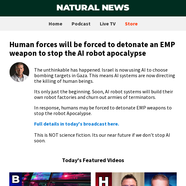 Human forces will be forced to detonate an EMP weapon to stop the AI robot apocalypse