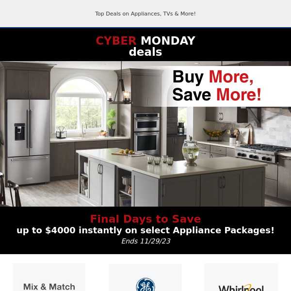 Hurry! Final days to save on Appliances