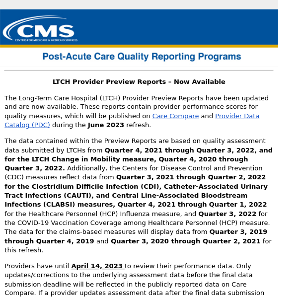 LTCH Provider Preview Reports – Now Available