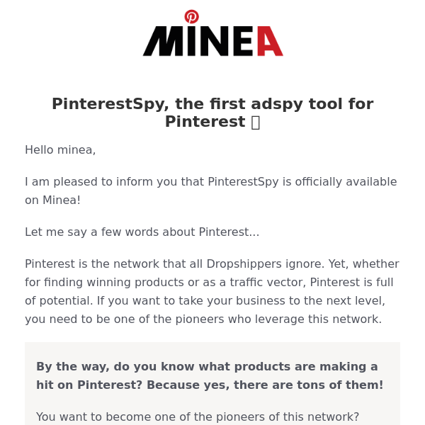 PinterestSpy, the first tool to find your Winners on Pinterest Ads 📌