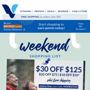 Save $30 on $125 all weekend long