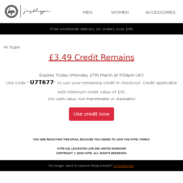 ⚠️ NOTICE: You have £3.49 credit!