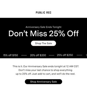 Anniversary Sale Ends Tonight