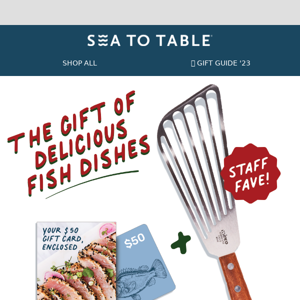 Perfect Stocking Stuffer … Gift Card + Fish Spatula