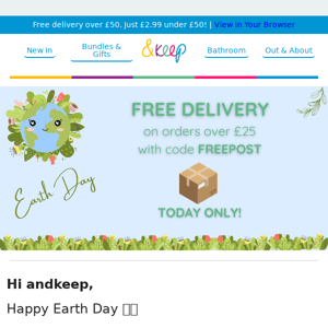 🚚 FREE DELIVERY 📦 for Earth Day 🌍