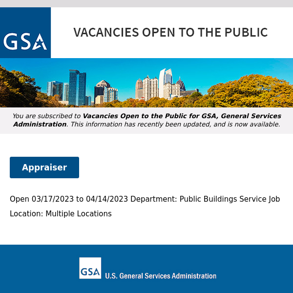 New/Current Job Opportunities at GSA Open to the Public (All U.S. Citizens)