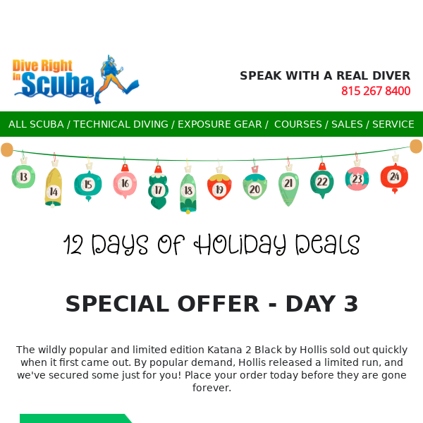 On the 3rd day of Christmas, my dive shop offered me...