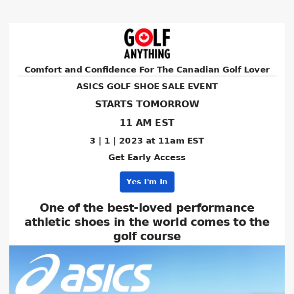 Asics, Golf Shoe Sale Starts Tomorrow