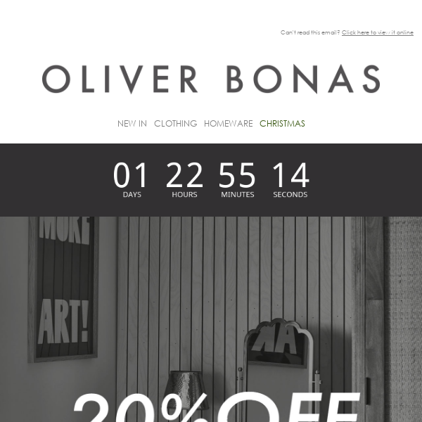48 hours only | 20% off selected furniture​