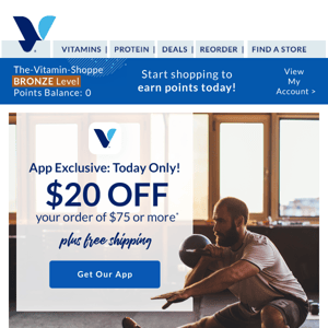 The Vitamin Shoppe: Your $20 coupon ends soon