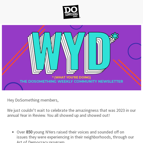 WYD (What You’re Doing) to Celebrate 2023, a Year in Review! 🎊