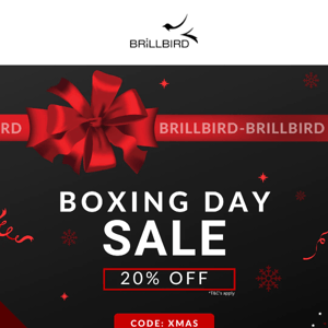 20% off Boxing day sale ends tonight!