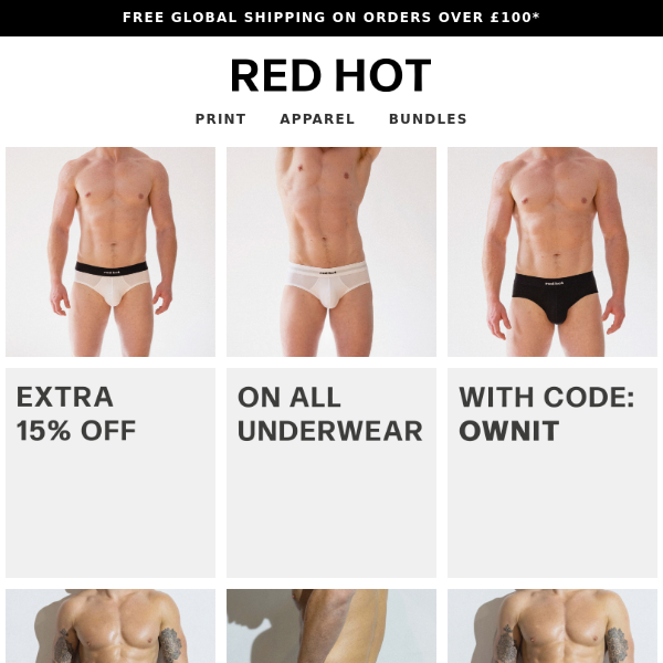 Take an extra 15% off all underwear!