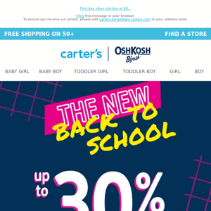 The NEW back to school: up to 30% off