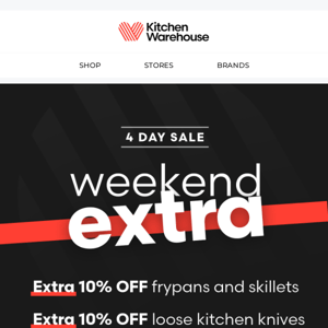 Take an extra 10% off the sale price on frypans, skillets & knives