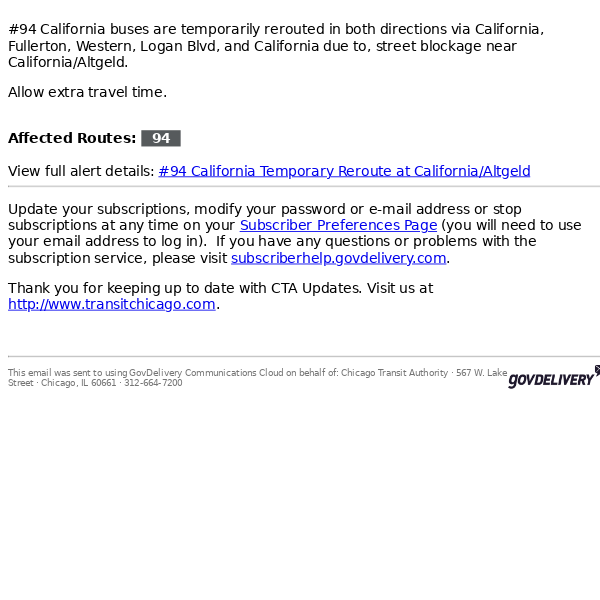 #94 California Temporary Reroute at California/Altgeld