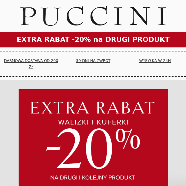 Extra Rabat -20% na walizki 🚀 Sprawdź szczegóły 👉