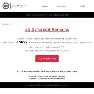 ⚠️ NOTICE: You have £5.07 credit! Ends tonight. ⚠️ 