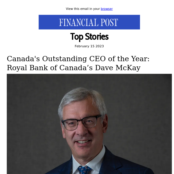 Canada's Outstanding CEO of the Year: Royal Bank of Canada’s Dave McKay