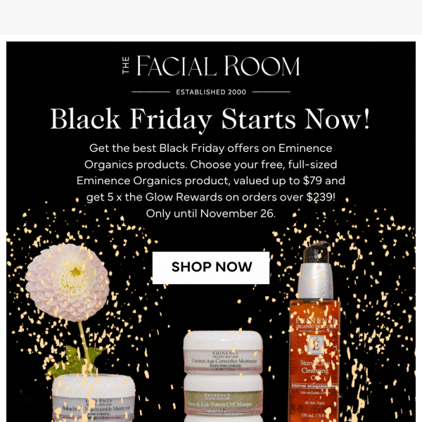 🖤 Eminence Organics Black Friday Sale Starts Now! FREE $79 gift with purchase + BONUSES