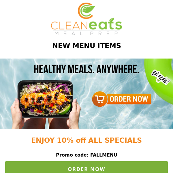 MENU Alert from Clean Eats 😃 SAVE 10% on our NEW FALL ITEMS, check out 6 NEW DISHES.