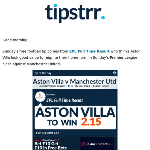 Free football tip from one of Sunday's big games