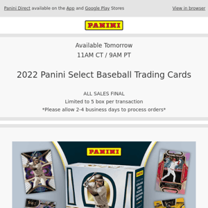 ⚾ 2022 Panini Select Baseball Trading Cards Available Tomorrow