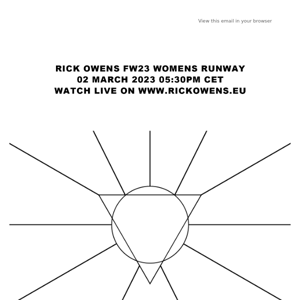 RICK OWENS FW23 WOMENS RUNWAY LIVE STREAMING