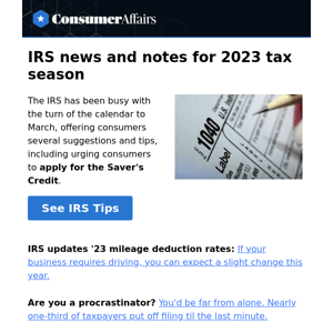 IRS news & notes for 2023 tax season