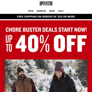 Chore Buster Deals Start NOW! Up To 40% OFF!