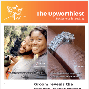Groom reveals the strange, sweet reason his bride's engagement ring has a tiny 'rock' in it