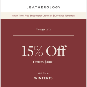 Leatherology, Save 15% On Orders $100 or More!